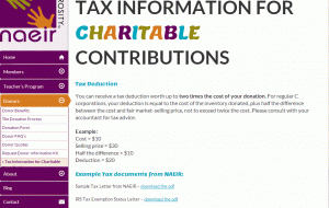 screenshot of tax donor page