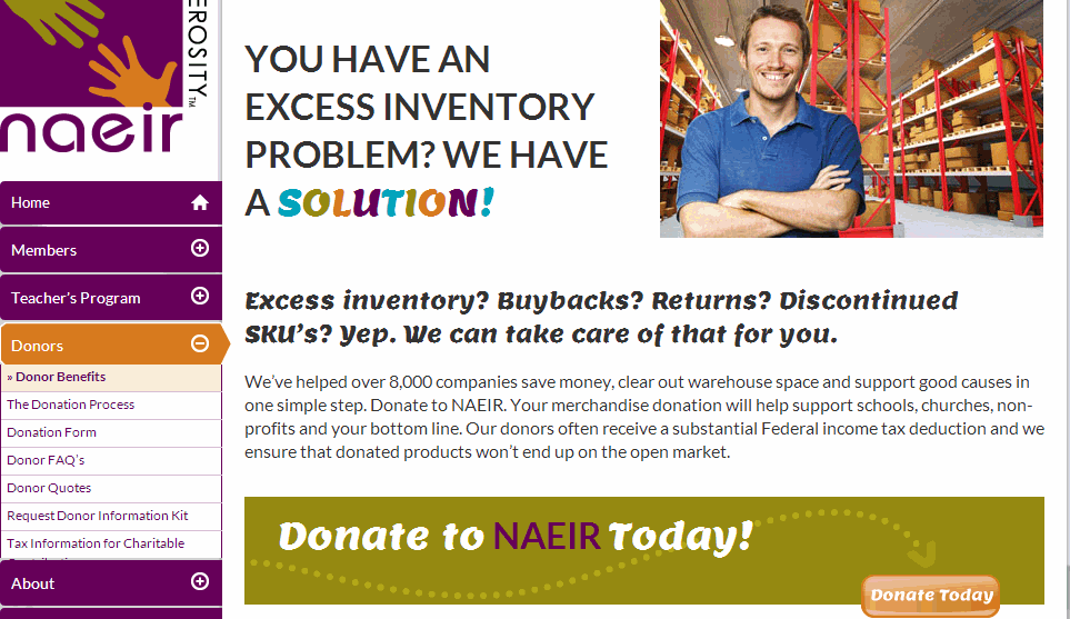 Inventory Problems... Screen Shot of Homepage