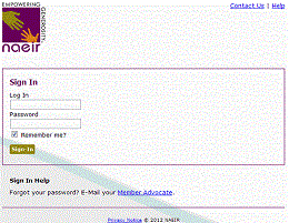 naeir log in page smaller version